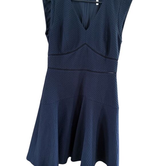 Rebecca Taylor Blue Sleeveless V Neck Fit and Flare Mini Dress - Picture 8 of 11
